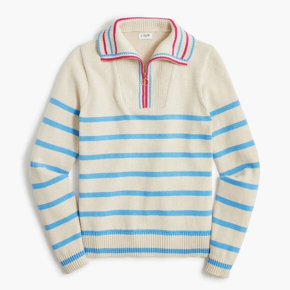 J.CREW FACTORY Striped Half-zip Pullover Sweater Size S - Picture 1 of 8